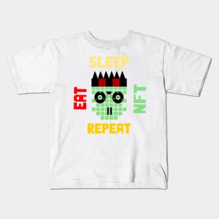 i love NFT ,Eat Sleep Nft Repeat Kids T-Shirt